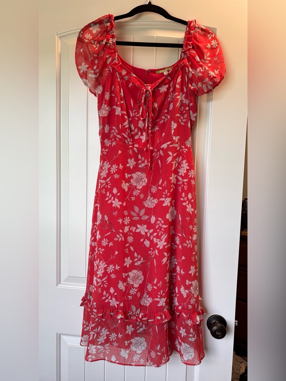 Gianni Bini Floral Midi Dress with Puff Sleeves